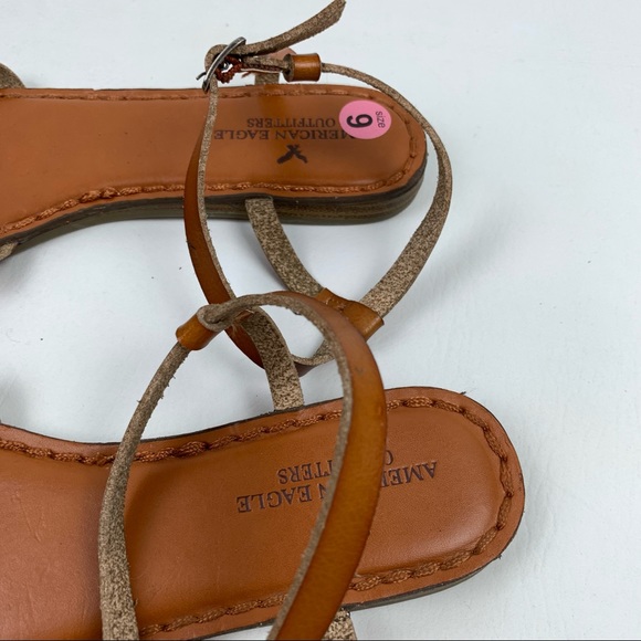 American Eagle Brown Ankle Wrap Sandals size 9 - Picture 8 of 9